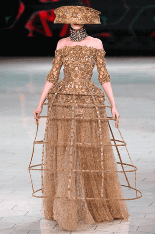 Alexander McQueen Gold Cage Dress GIF