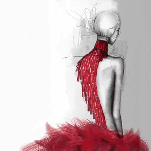 Alexander McQueen Voss Dress Sketch GIF