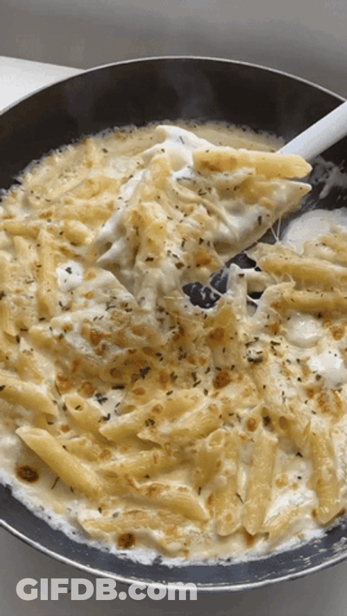 Alfredo Penne Pasta Bake Food GIF