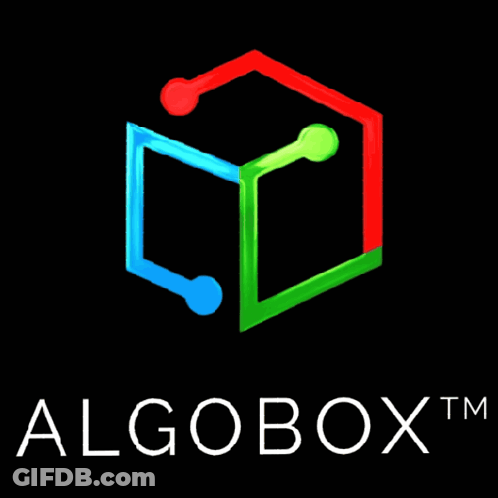 Algobox TM Logo With Cube And Lines GIF