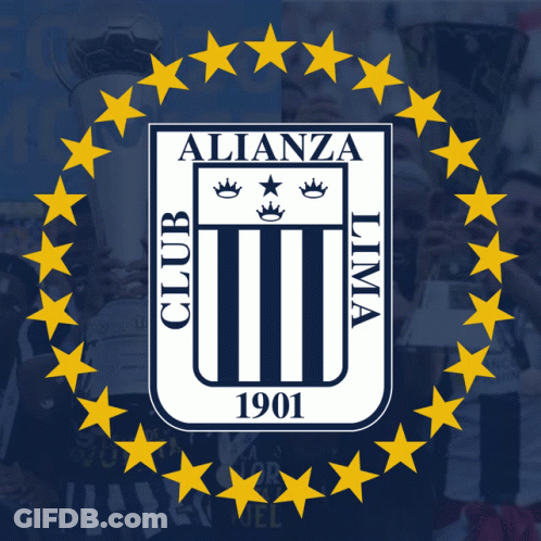 Alianza Lima Logo With Circle Of Yellow Stars GIF