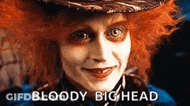 Alice In Wonderland Mad Hatter With Bloody Big Head GIF