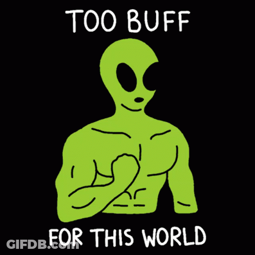 Alien Cartoon Too Buff For This World GIF