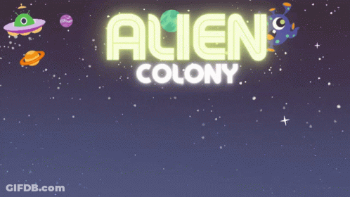 Alien Colony Poster With Three Aliens GIF