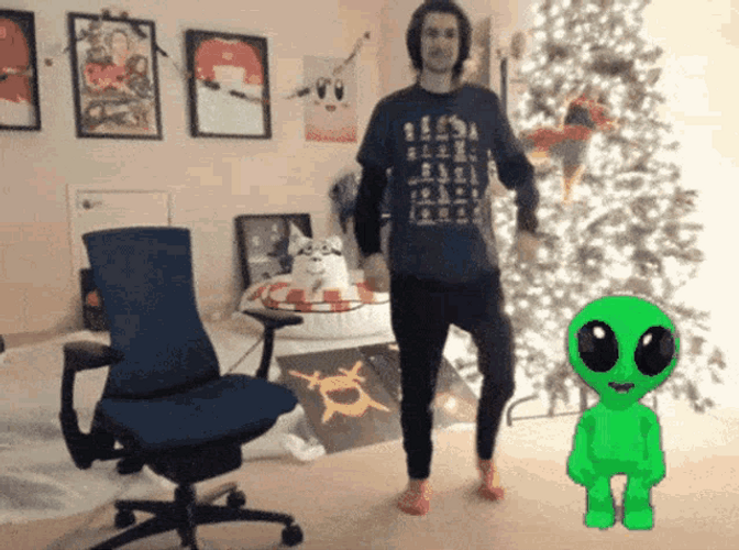 Alien Dancing And Human XQC Dance GIF