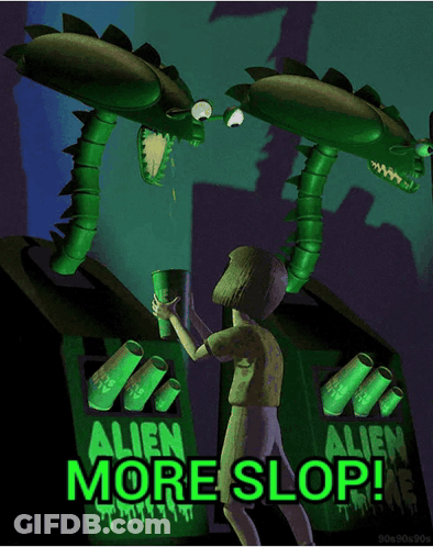 Alien More Slop Poster Girl Holding Can GIF