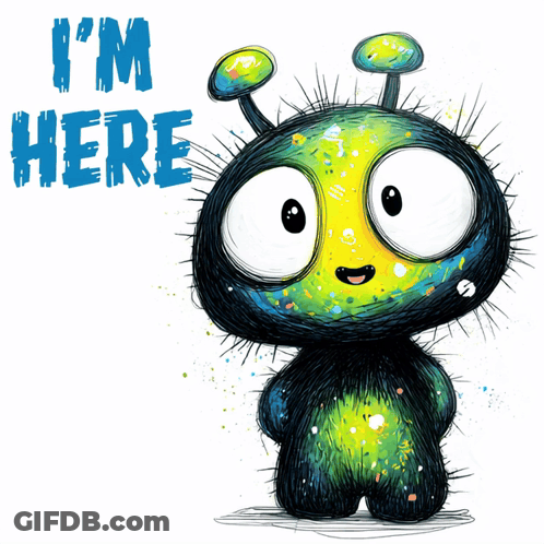 Alien Saying I'm Here GIF