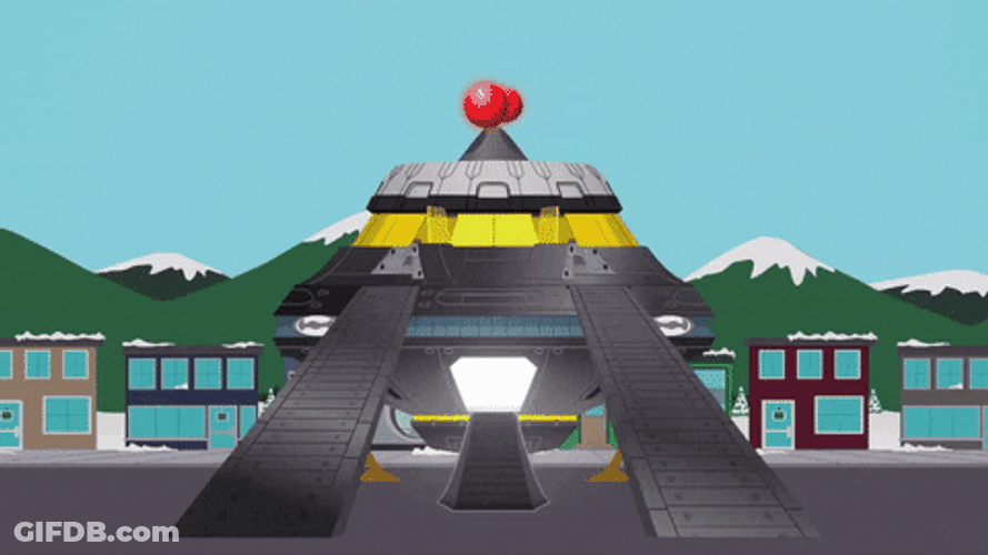Alien Spaceship Lift Off South Park GIF