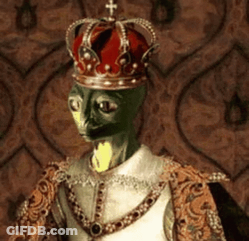 Alien Wearing Crown And Necklace GIF