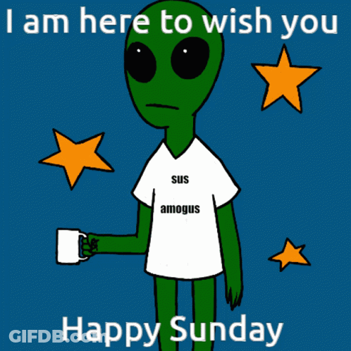 Alien Wearing Sus Amogus Shirt GIF