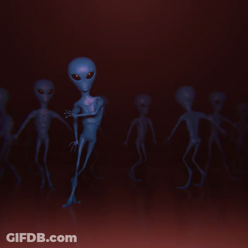 Aliens Dancing In Dark Room GIF
