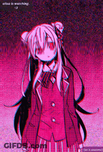 Alisa Is Watching < 3 Written On The Bottom Of A Picture GIF
