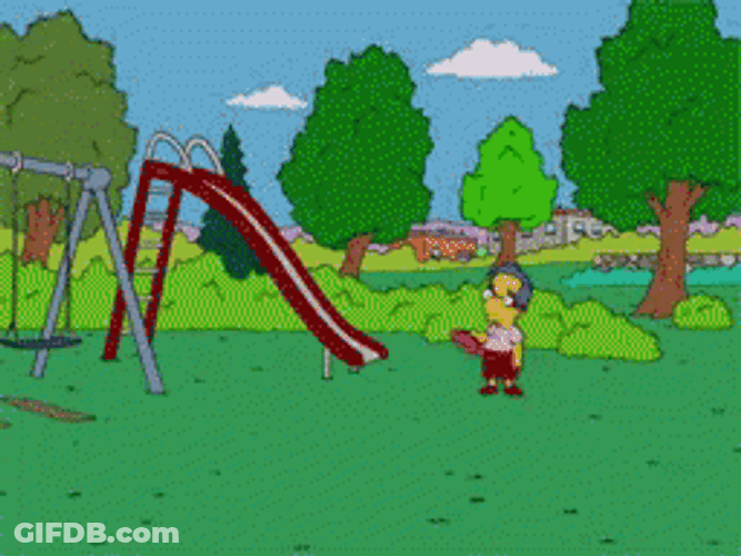 All Alone Milhouse Simpsons Frisbee GIF