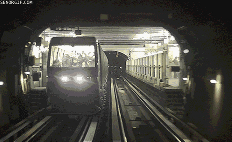All Black Train Tunnel Railway GIF