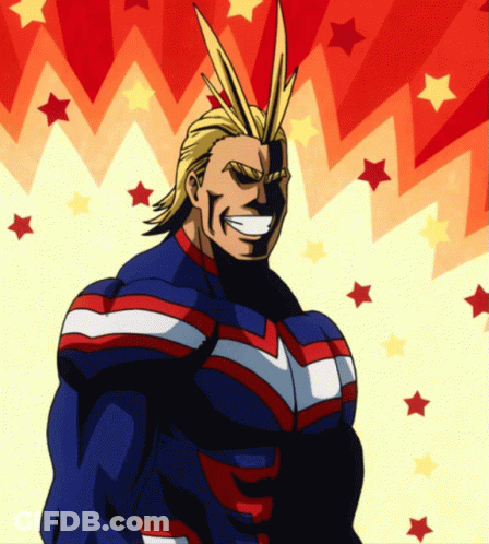 All Might Smiling Front Of Red White Blue GIF
