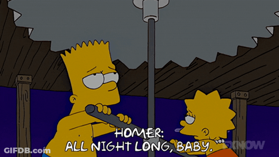 All Night Long Bart Lisa Simpson Working GIF