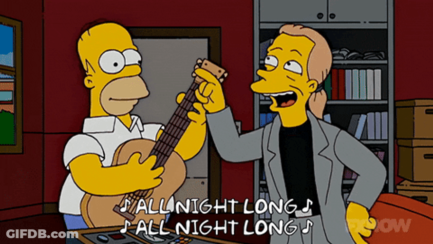 All Night Long Homer Simpson Playing Guitar GIF