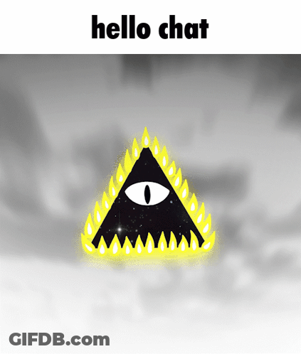 All Seeing Eye In Triangle With Flames Hello Chat GIF