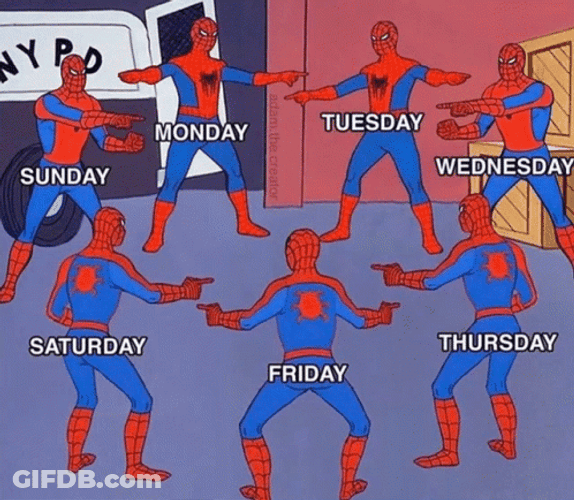 All Week 7 Days Spider Man Meme GIF