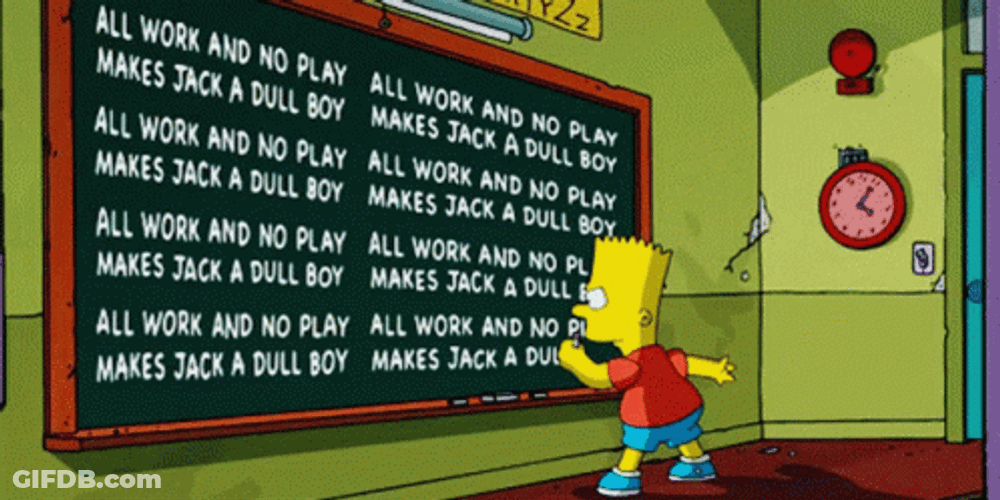 All Work And No Play Bart Simpsons Writing In Blackboard GIF
