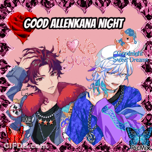 Allen Kana Night Greeting Card With Two Anime Characters GIF
