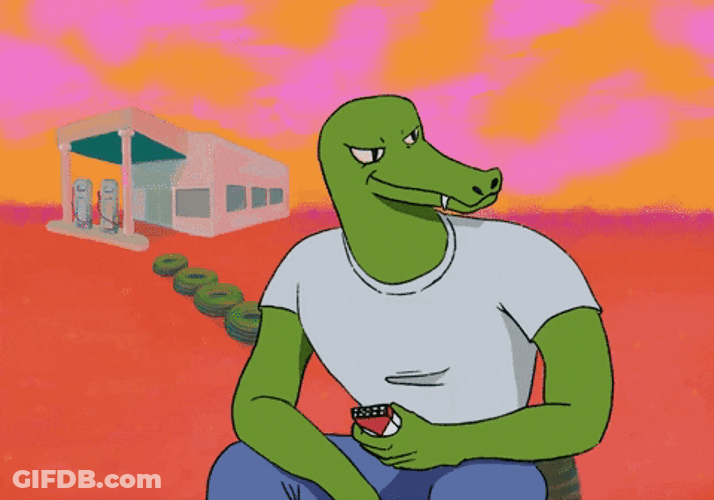 Alligator On Shirt Having Cigarettes GIF