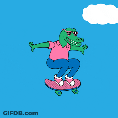 Alligator On Skateboard Floating In Dreams GIF