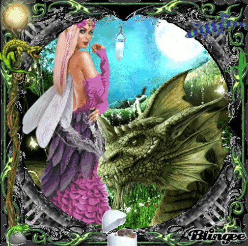 Alluring Fairy And Her Glowing Dragon GIF