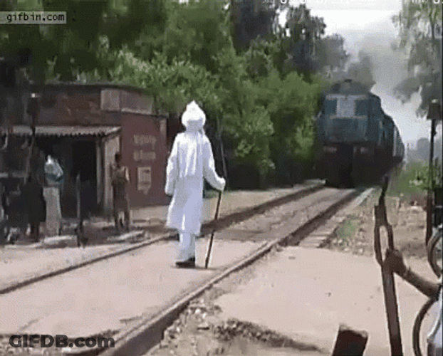 Almost Hit By A Train Crash GIF
