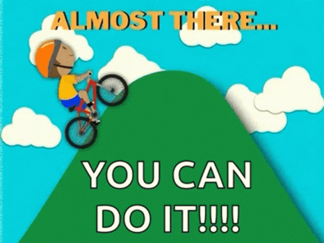 Almost There Hilltop Bike Ride Cartoon Boy GIF