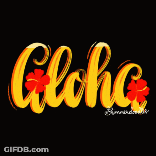 Aloha Text In Yellow And Red GIF