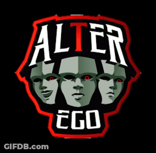 Alter Ego Logo With Three Faces In The Center GIF