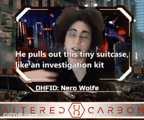Altered Carbon Shows A Woman Pulling Out A Tiny Suitcase Like An Investigation Kit GIF