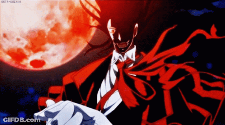 Alucard Hellsing Clapping Red Moon GIF