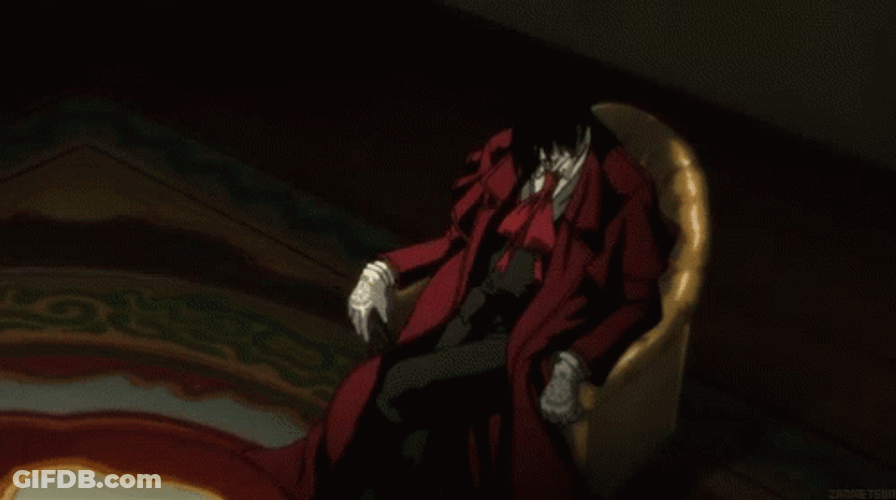 Alucard Hellsing Sits Laughing GIF