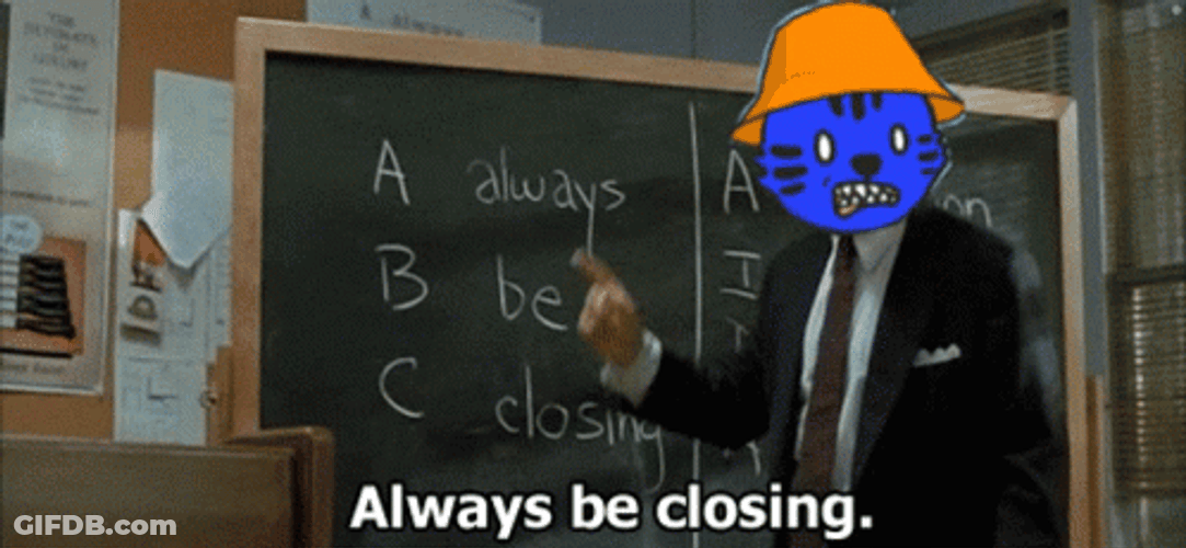 Always Be Closing Blue Cat Face Swap GIF