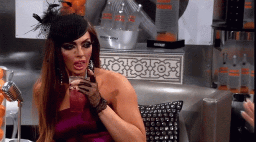 Alyssa Edwards Sipping Drink Shocked GIF