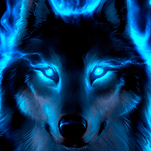 Amazing Blue Neon Wolf Glowing Aura GIF