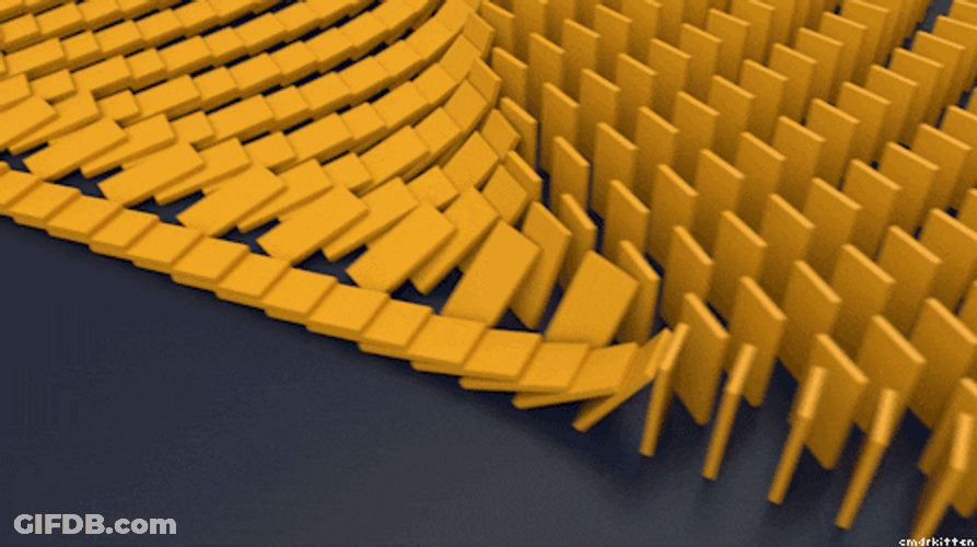Amazing Domino Tiles Slow Motion Collapse GIF