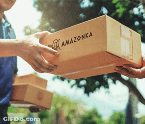 Amazon Box Delivery Hand Out GIF
