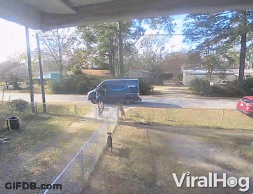 Amazon Delivery Van Parked On Roadside GIF