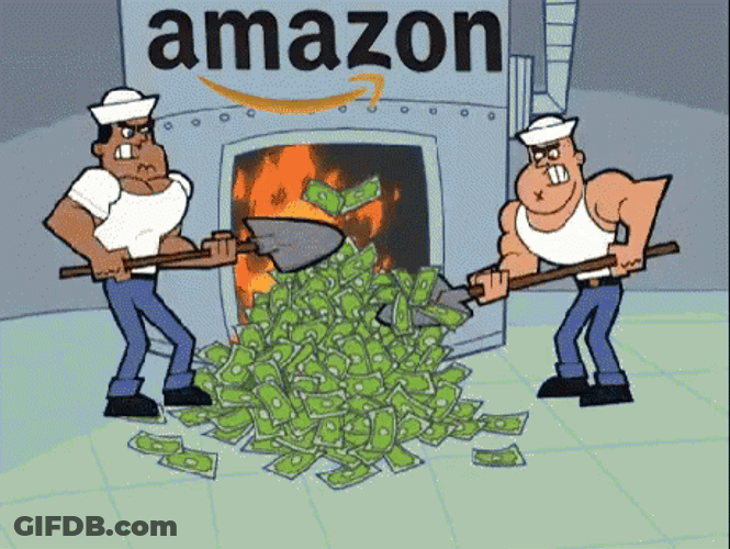 Amazon Shoveling Money To Firepit GIF