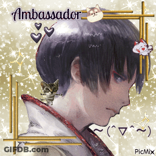 Ambassador With Cat On Ear GIF