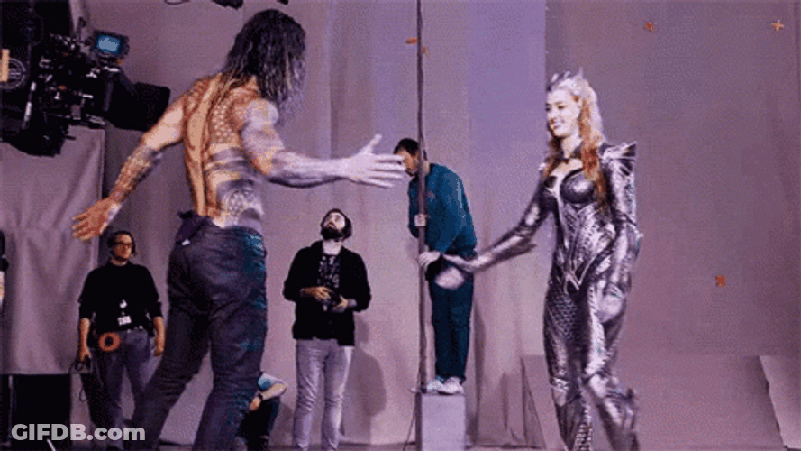 Amber Heard Jason Momoa High Five GIF