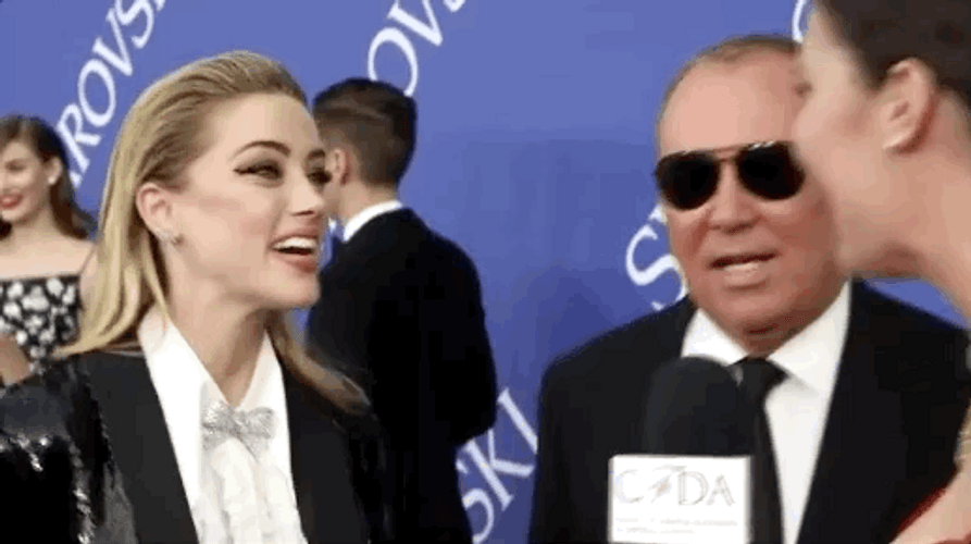 Amber Heard Kissing Cheeks GIF