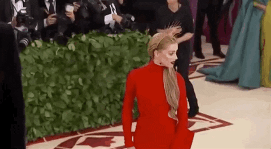 Amber Heard Red Long Dress GIF