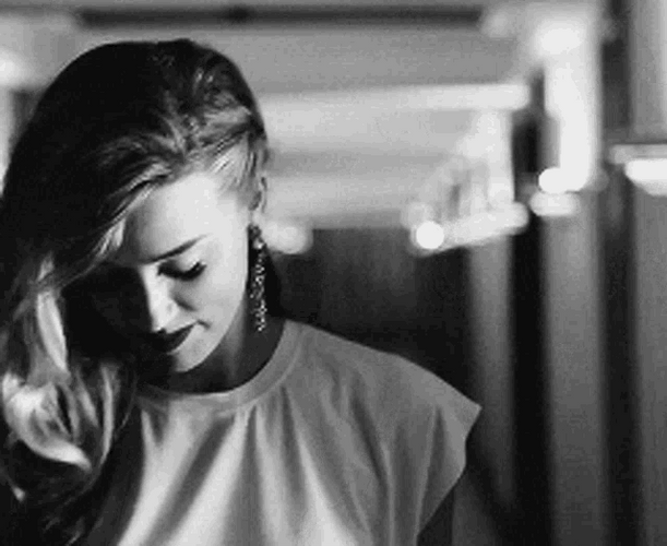 Amber Heard Shyly Smiling GIF