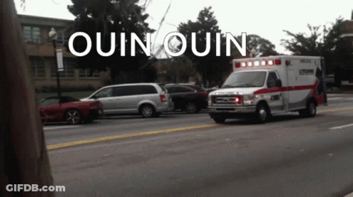 Ambulance Driving Down Street With Quin Quin GIF