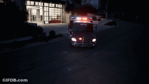 Ambulance With Aid Car On Front GIF
