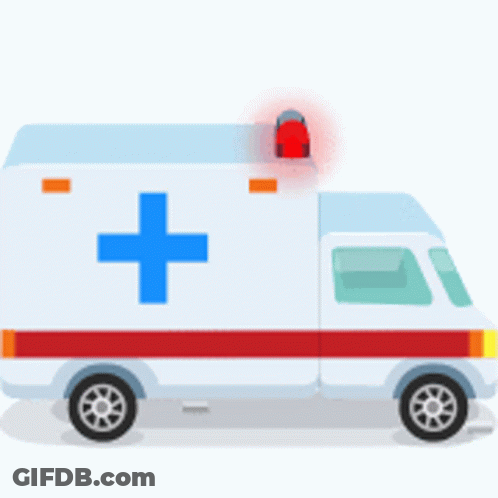 Ambulance With Blue Cross And Red Light GIF